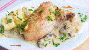 Recette Suprêmes de poulet aux champignons, crème à l’échalote et vin blanc sec...pour un régal assuré !
