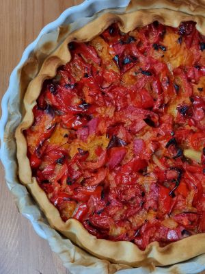 Recette Tarte à la tomate et aux poivrons