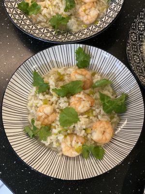 Recette Risotto de poireau aux crevettes