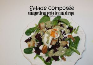 Recette Salade composée, vinaigrette au pesto de cima di rapa