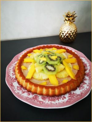 Recette Tarte renversée crème d'amande et coco/fruits exotiques