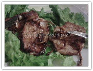 Recette Plat du jour : Echine de porc aux oignons frits/gratin de chou fleur