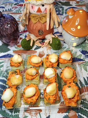 Recette Mini bouchées saveur pesto, poivrons ricotta et mini Scarmoza