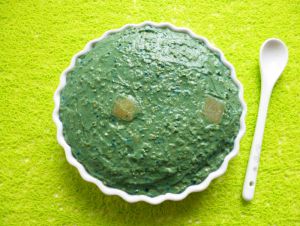 Recette Bowl cake cru vegan hyperprotéiné poire-moringa aux Spirubilles (diététique, sans gluten ni sucre ni lait, riche en fibres)