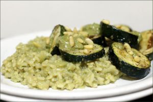 Recette Risotto au pesto et courgettes roties