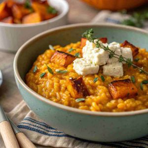 Recette Baked Pumpkin Goat Cheese Risotto – No-Stir Oven Method