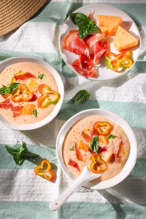 Recette Soupe froide de melon, yaourt et jambon cru
