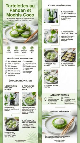 Recette Tartelettes au pandan et mochis coco