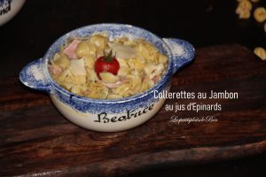 Recette Collerettes au jambon, au jus d'épinards