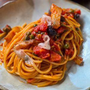 Recette Spaghetti alla puttanesca con guanciale