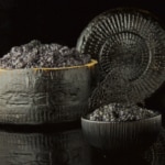 Recette Crémeux au riz à l’encre de seiche en coque de fromage