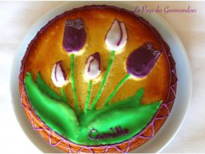 Recette Gâteau moelleux au citron, décor Tulipes
