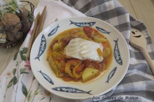 Recette Poêlée de poivrons et pommes de terre aux tomates cerises et cabillaud -light