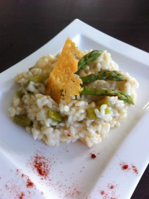 Recette Risotto aux asperges et sa tuile au parmesan