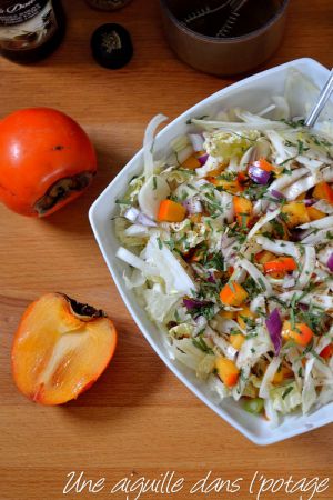 Recette Salade croquante au chou chinois, fenouil et kaki