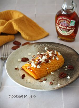 Recette Butternut hasselback au sirop d'érable, noix de pécan et feta