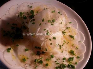 Recette Carpaccio De Radis Blanc Ciboulette Et Vinaigre De Xérès