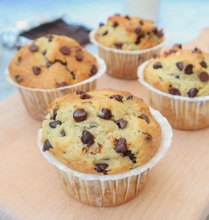 Recette Muffins aux pépites de chocolat sans oeufs, sans lait {vegan}