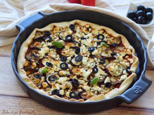 Recette Tarte fine aubergines, pesto & feta