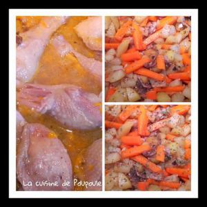 Recette Cuisses de poulet aux carottes, pommes de terre et chanterelles
