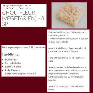 Recette Risotto de choux fleurs 3sp