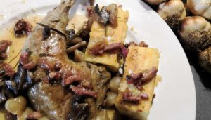 Recette Cuisse de Pintade au cidre champignons et polenta au parmesan