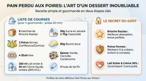 Recette Pain perdu brioché poires caramélisées : recette facile