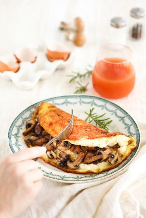 Recette Omelette soufflée aux champignons et au parmesan