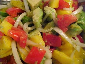 Recette Salade de mangues, tomates et avocats