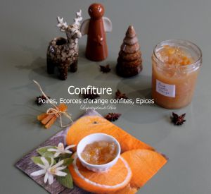 Recette Confiture de poires, écorces d'orange confites et épices
