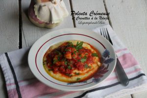 Recette Polenta crémeuse et crevettes à la nduja