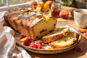 Recette Ce cake pêche-framboise cache un secret (ultra simple et irrésistible)