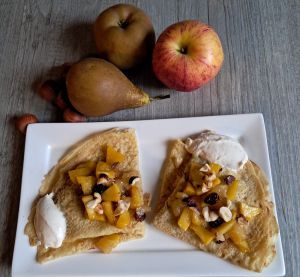 Recette Crêpes à la poêlée de pommes-poires