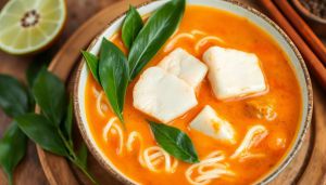 Recette Vermicelles de riz et soupe de poisson au curry : recette thaïlandaise kanom jien namya