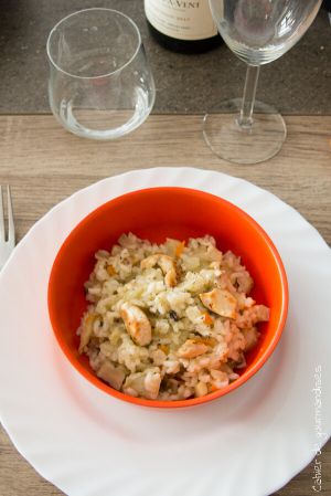 Recette Riz au fenouil, carottes, champignons et au poulet