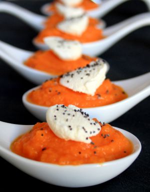 Recette Cuillères apéritives à la carotte, cumin et fromage frais