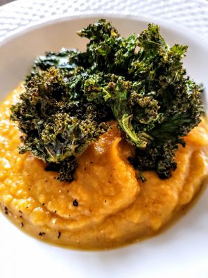 Recette Velouté de butternut, chips de chou kale