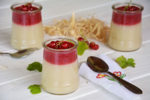 Recette Crème d’amande au coulis de groseilles {#vegan)