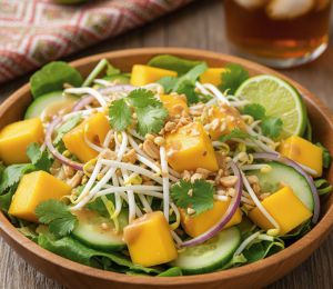 Recette Salade thaï à la mangue, coriandre et soja : recette simple et savoureuse