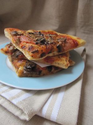 Recette Pizza jambon-champignons