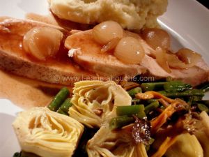 Recette Rôti De Dinde-Poêlée De Coeurs D'Artichauts Aux Chanterelles