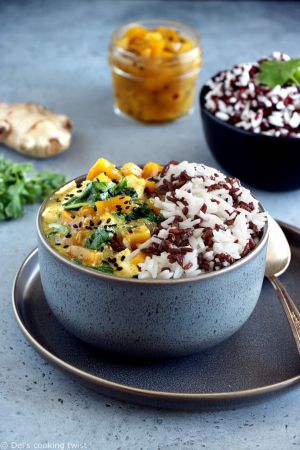 Recette Curry de chutney de mangue, tofu et riz sauvage (vegan, sans gluten)