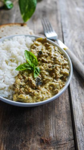 Recette Curry d’aubergines aux lentilles