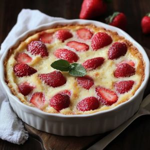 Recette Découvrez le Secret d’un Clafoutis aux Fraises Léger et Irrésistible: Un Dessert Printanier à Savourer sans Culpabilité!