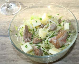 Recette Salade d'endive aux foie et rognons de lapin et Tomme de Savoie
