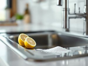 Recette Redonner de l’éclat à un évier en inox avec un demi citron et sel fin