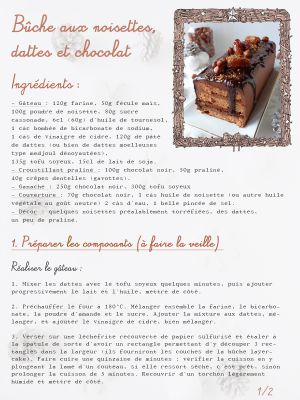 Recette Bûche aux noisettes, dattes et chocolat