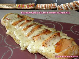Recette Baguette garnie saumon tomate mozza