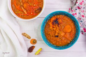 Recette Soupe de lentilles à la tomate et aux abricots VEGAN