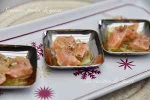 Recette Verrines de saumon, perles de yuzu